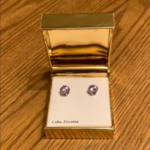Lavender Cubic Zirconia stud earrings.